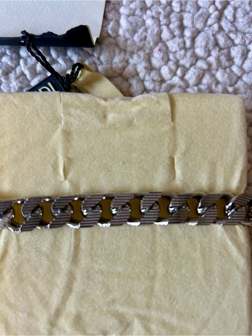 Fendi Palladium Shadow Chain Bracelet with Square Branded Clasp - Size Large - Picture 13 of 14